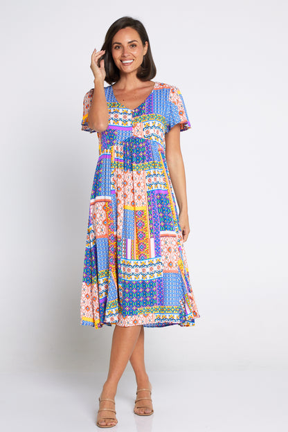 Brighton Dress - Cobalt/Citrus Ceramic