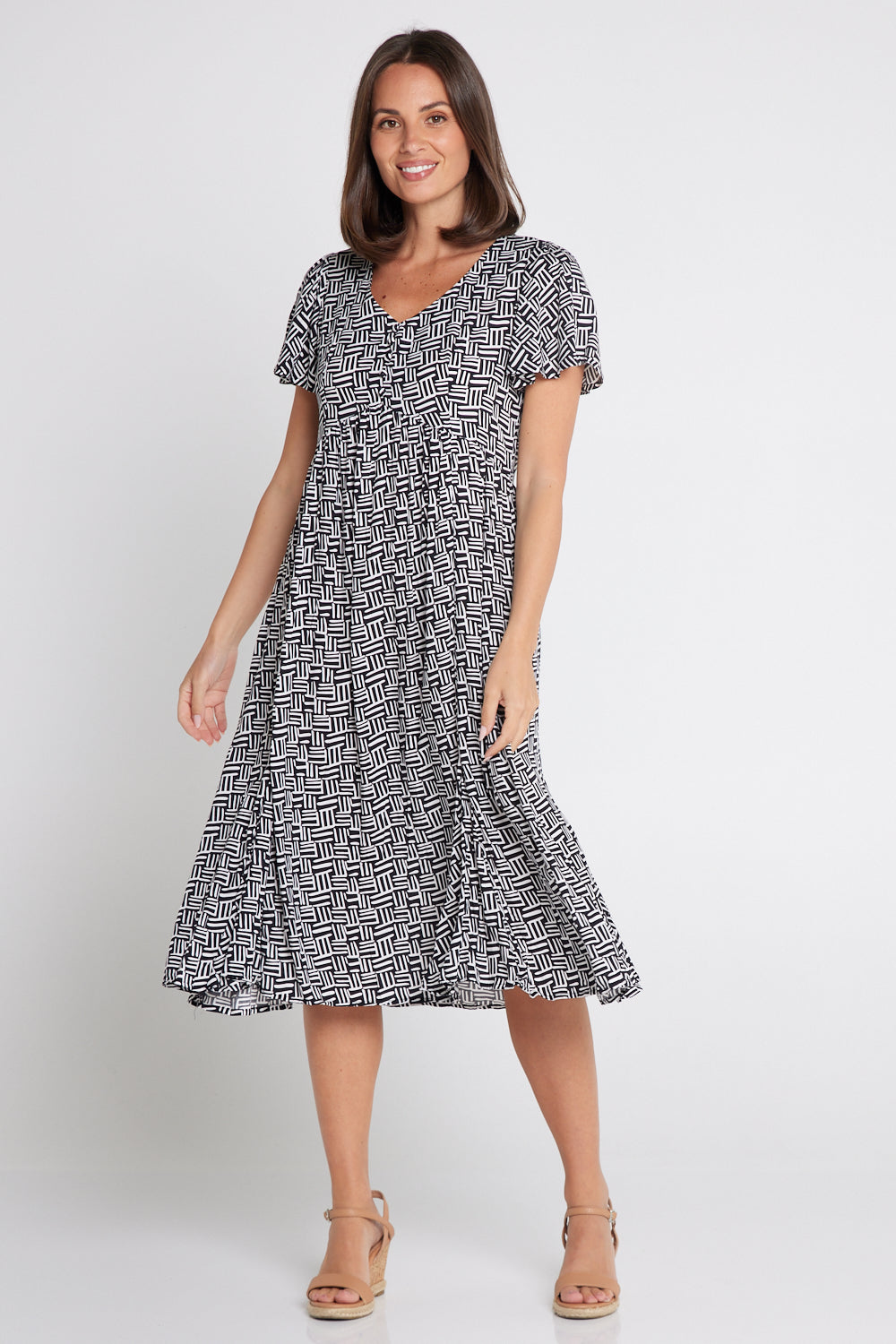 Brighton Dress - Monochrome Maze