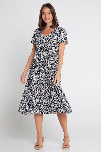 Brighton Dress - Monochrome Maze