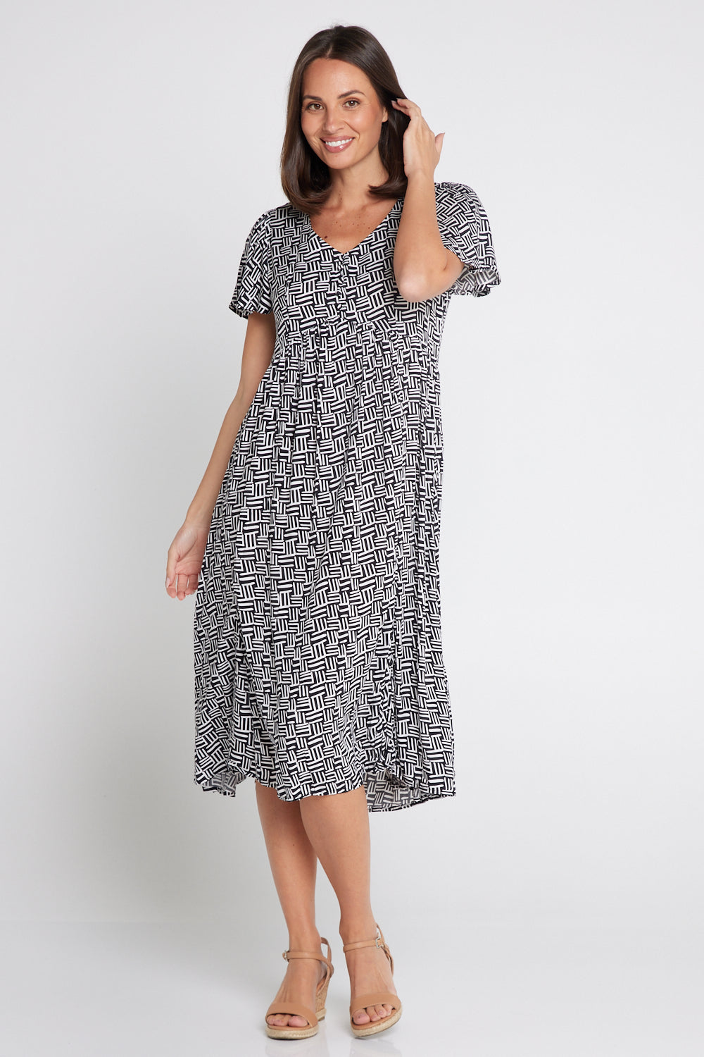 Brighton Dress - Monochrome Maze