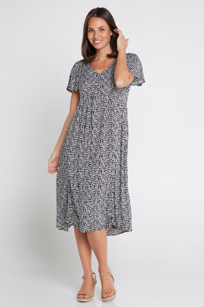 Brighton Dress - Monochrome Maze