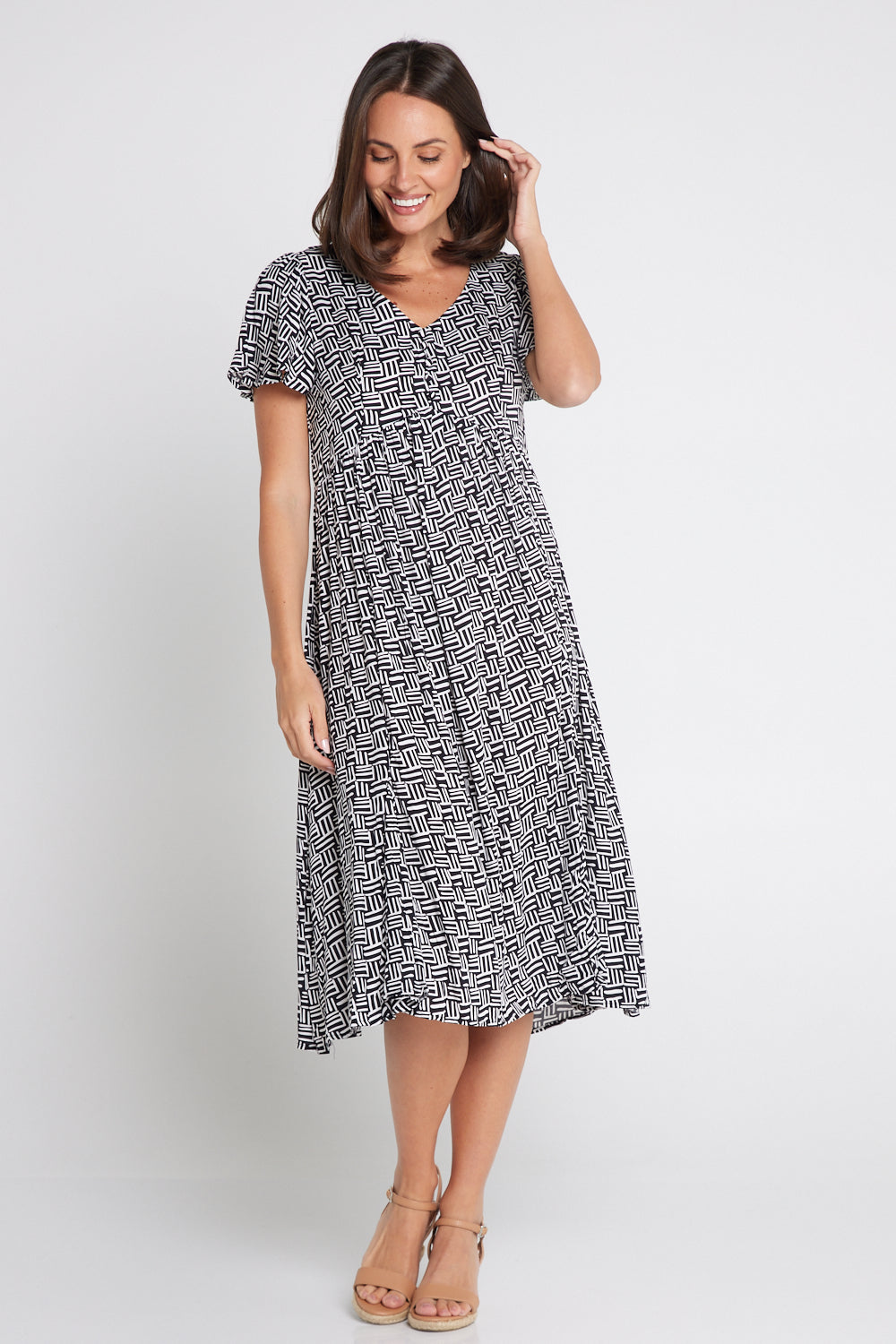 Brighton Dress - Monochrome Maze