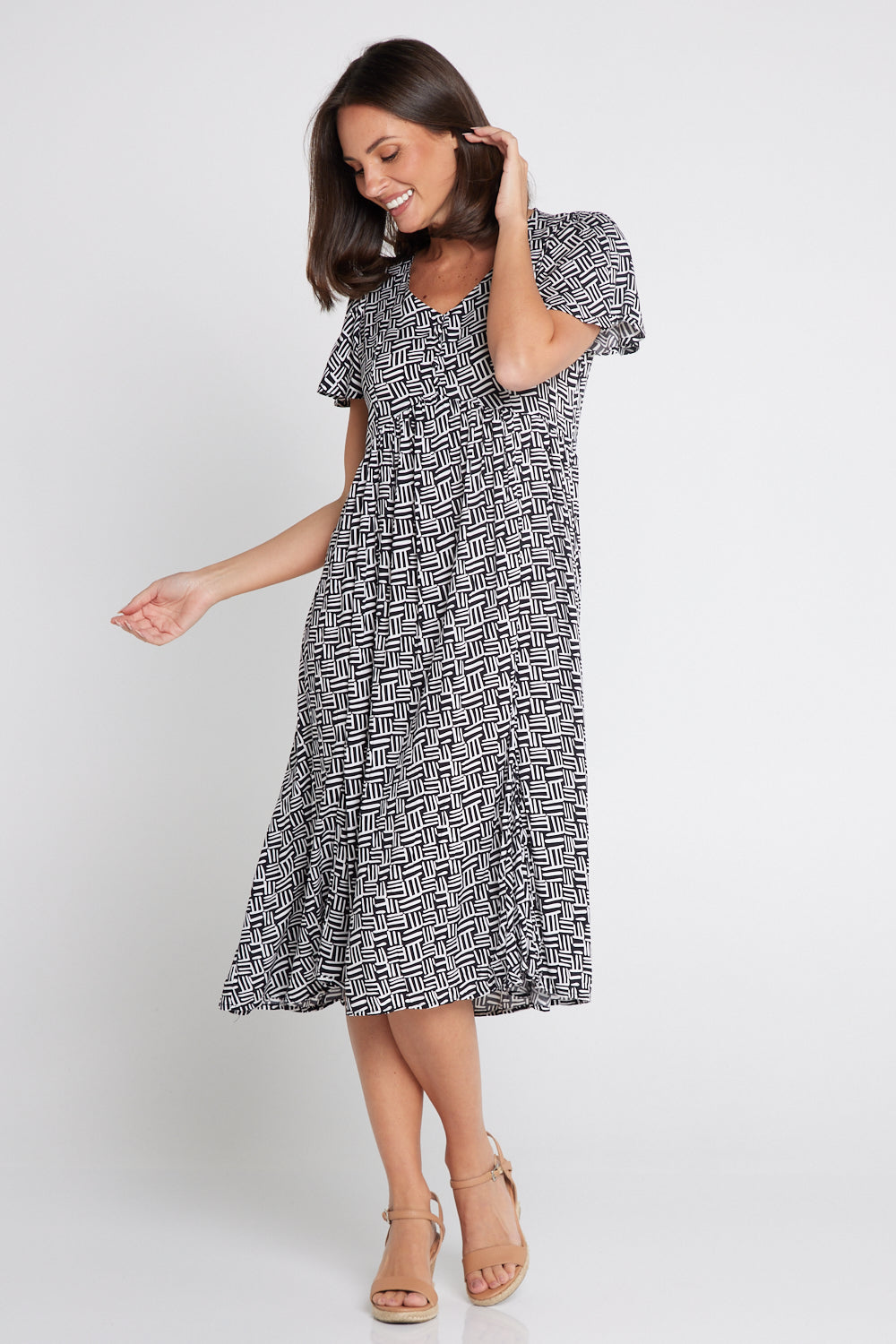 Brighton Dress - Monochrome Maze