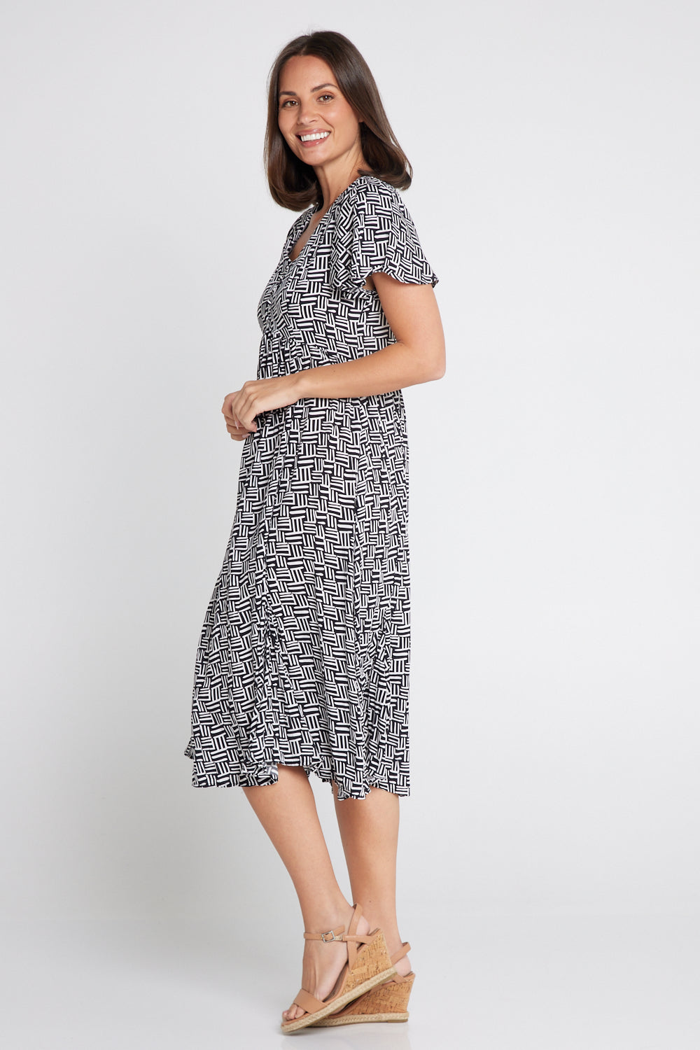 Brighton Dress - Monochrome Maze