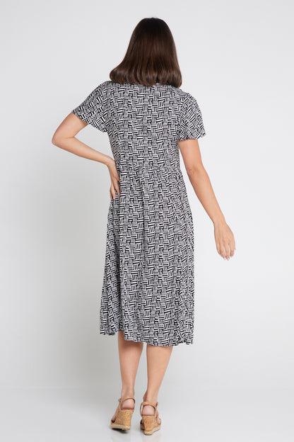 Brighton Dress - Monochrome Maze