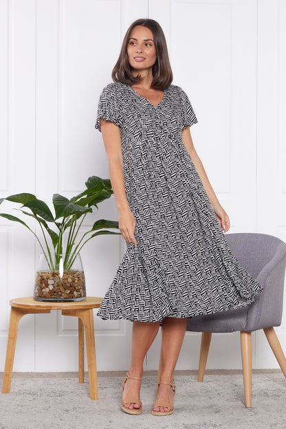 Brighton Dress - Monochrome Maze