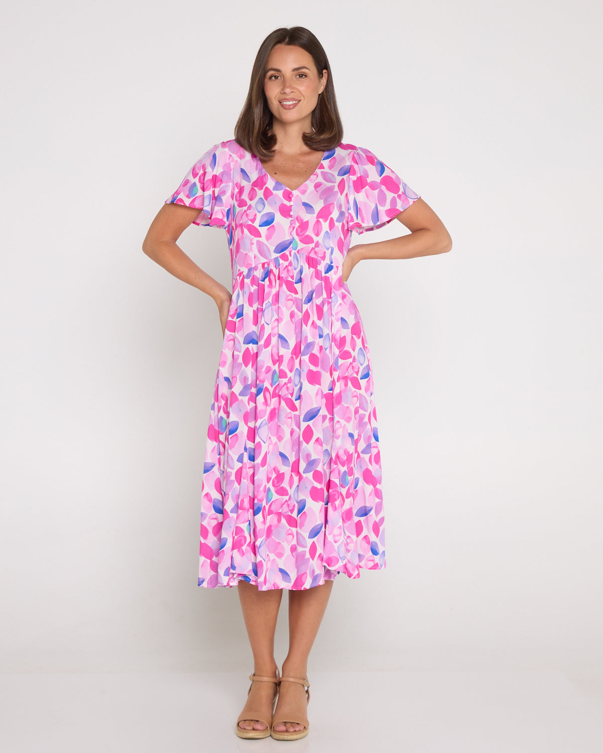 Brighton Dress - Fuchsia Leaves