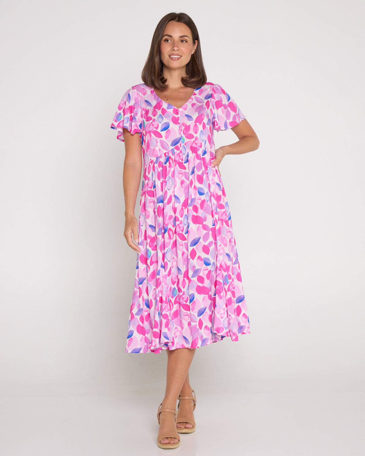 Brighton Dress - Fuchsia Leaves