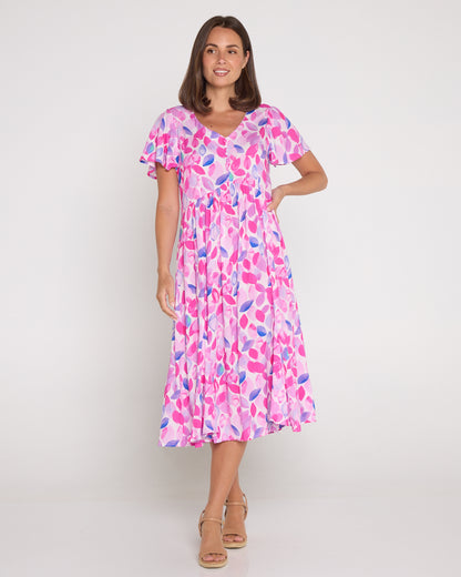 Brighton Dress - Fuchsia Leaves