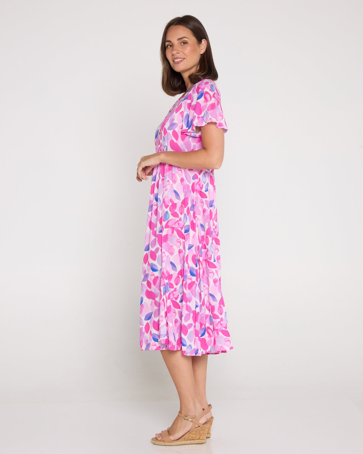 Brighton Dress - Fuchsia Leaves
