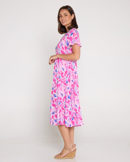 Brighton Dress - Fuchsia Leaves