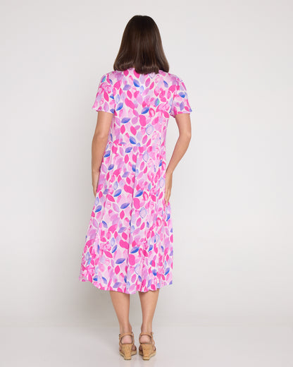 Brighton Dress - Fuchsia Leaves