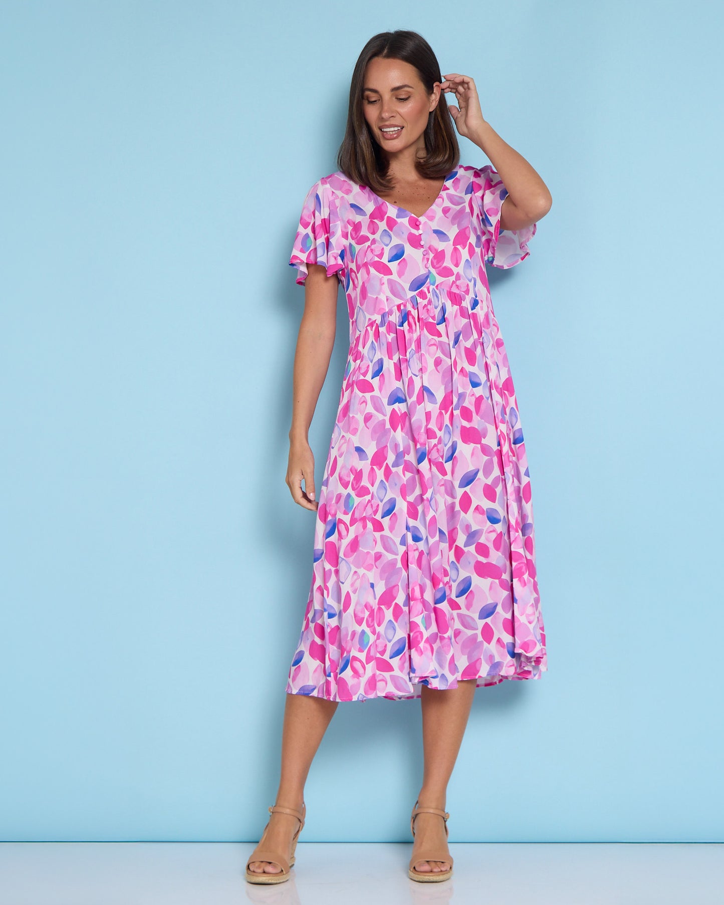Brighton Dress - Fuchsia Leaves