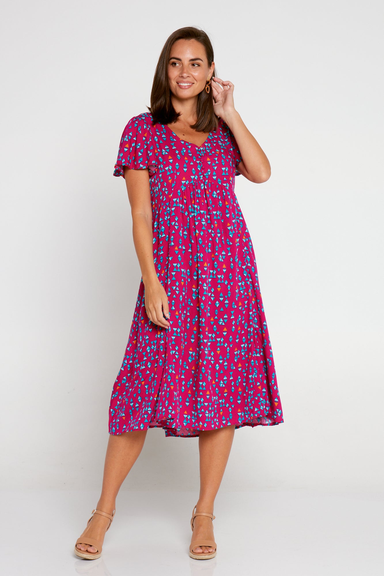 Brighton Dress - Hot Pink/Teal Geo – TULIO Fashion