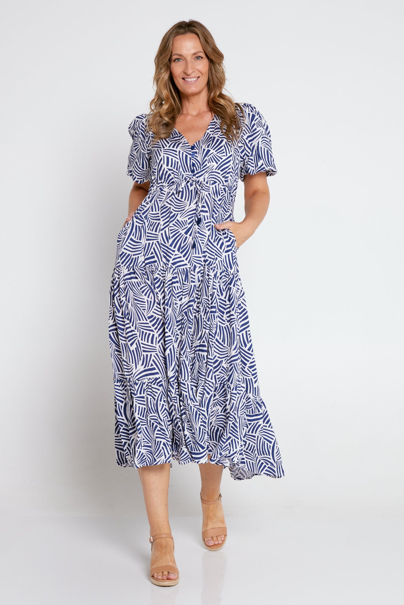 Ellie Midi Dress - Blue Print