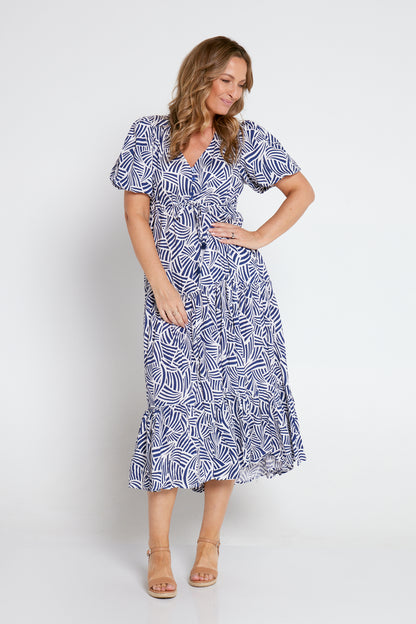 Ellie Midi Dress - Blue Print