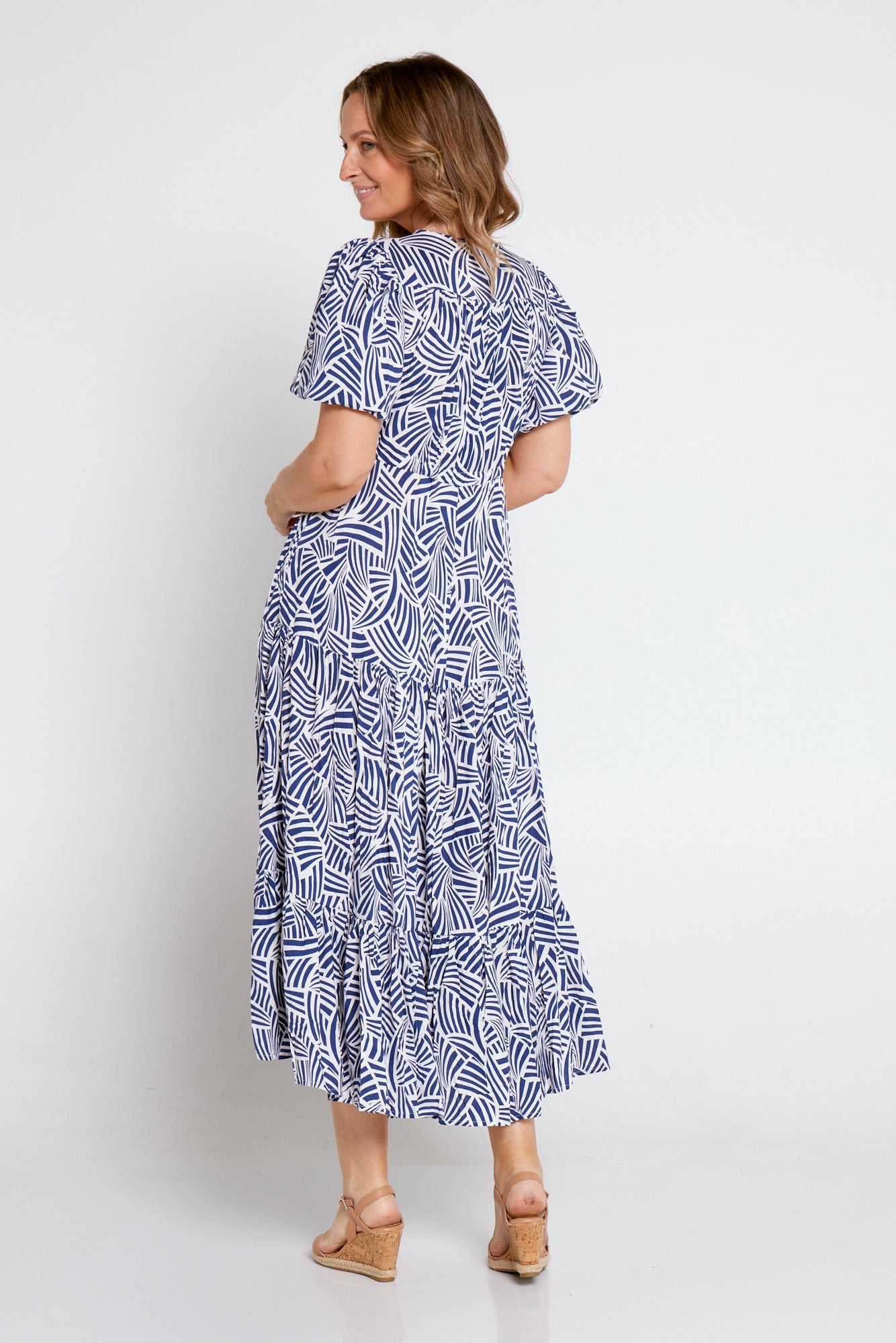Ellie Midi Dress - Blue Print