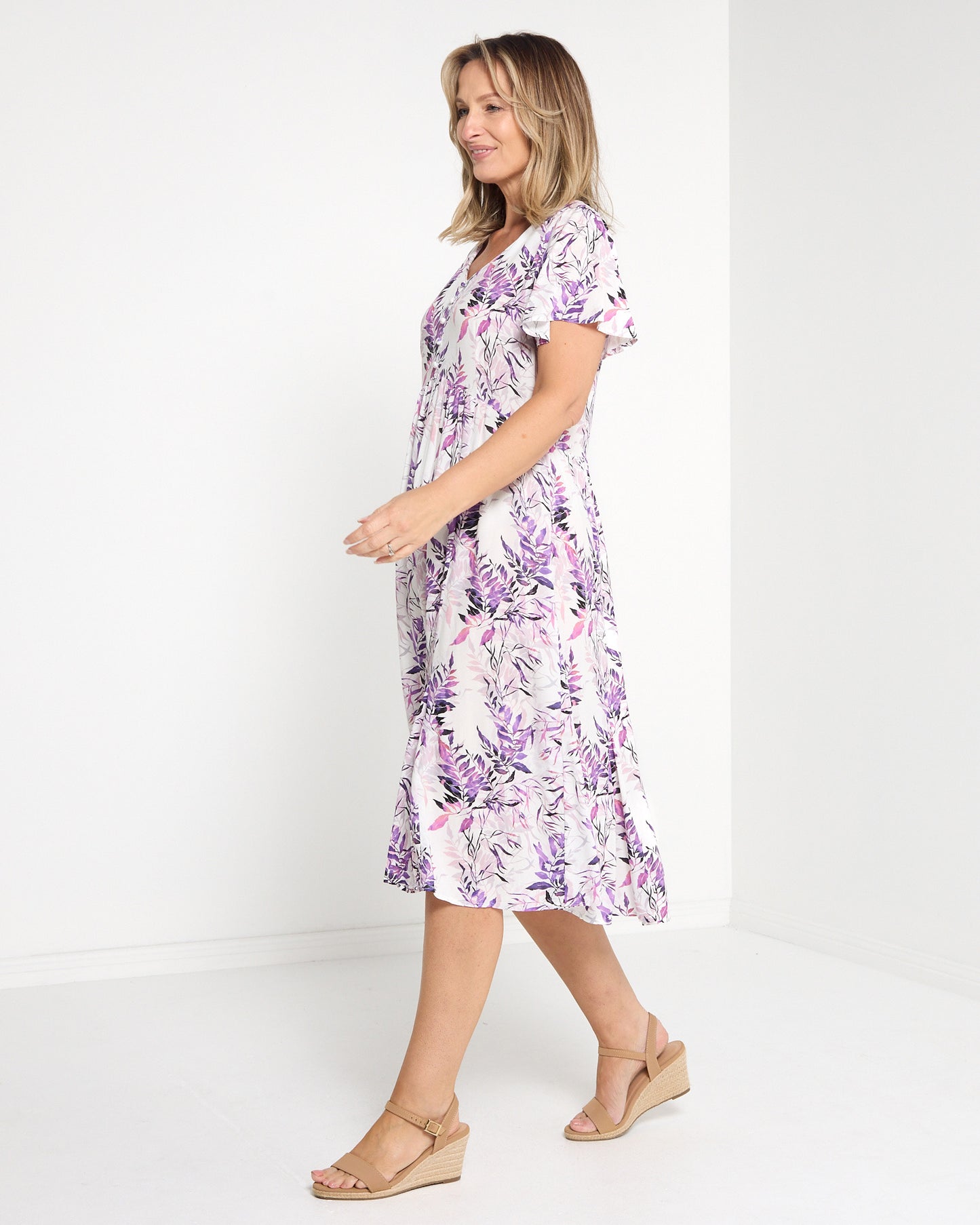 Cornwall Dress - Purple Leaf