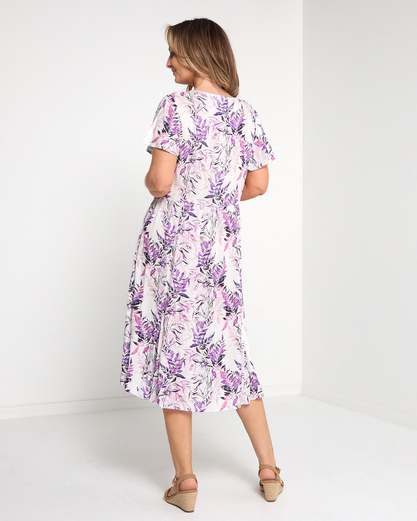 Cornwall Dress - Purple Leaf