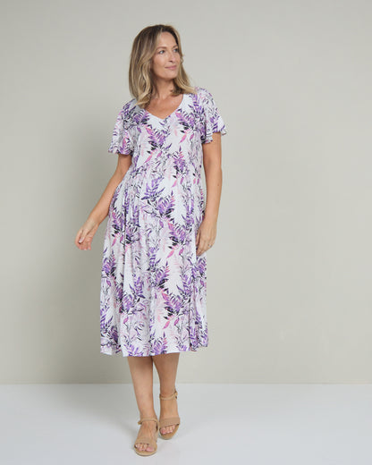 Cornwall Dress - Purple Leaf