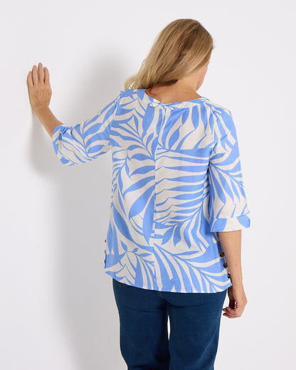 Brisa Top - Sky Blue Palms