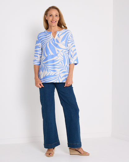 Brisa Top - Sky Blue Palms