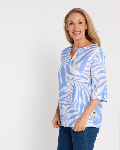 Brisa Top - Sky Blue Palms
