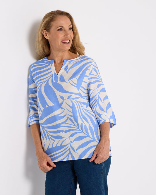 Brisa Top - Sky Blue Palms