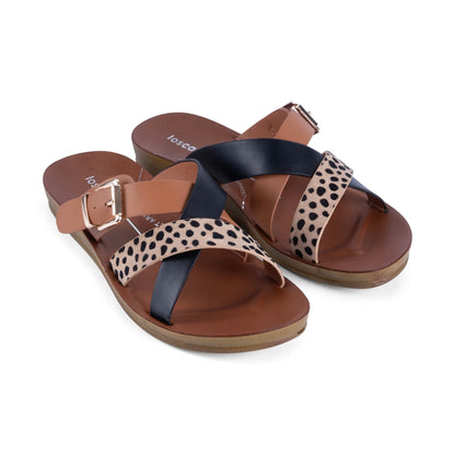 Brik Slide - Black / Tan / Cheetah