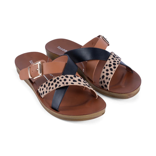 Brik Slide - Black / Tan / Cheetah