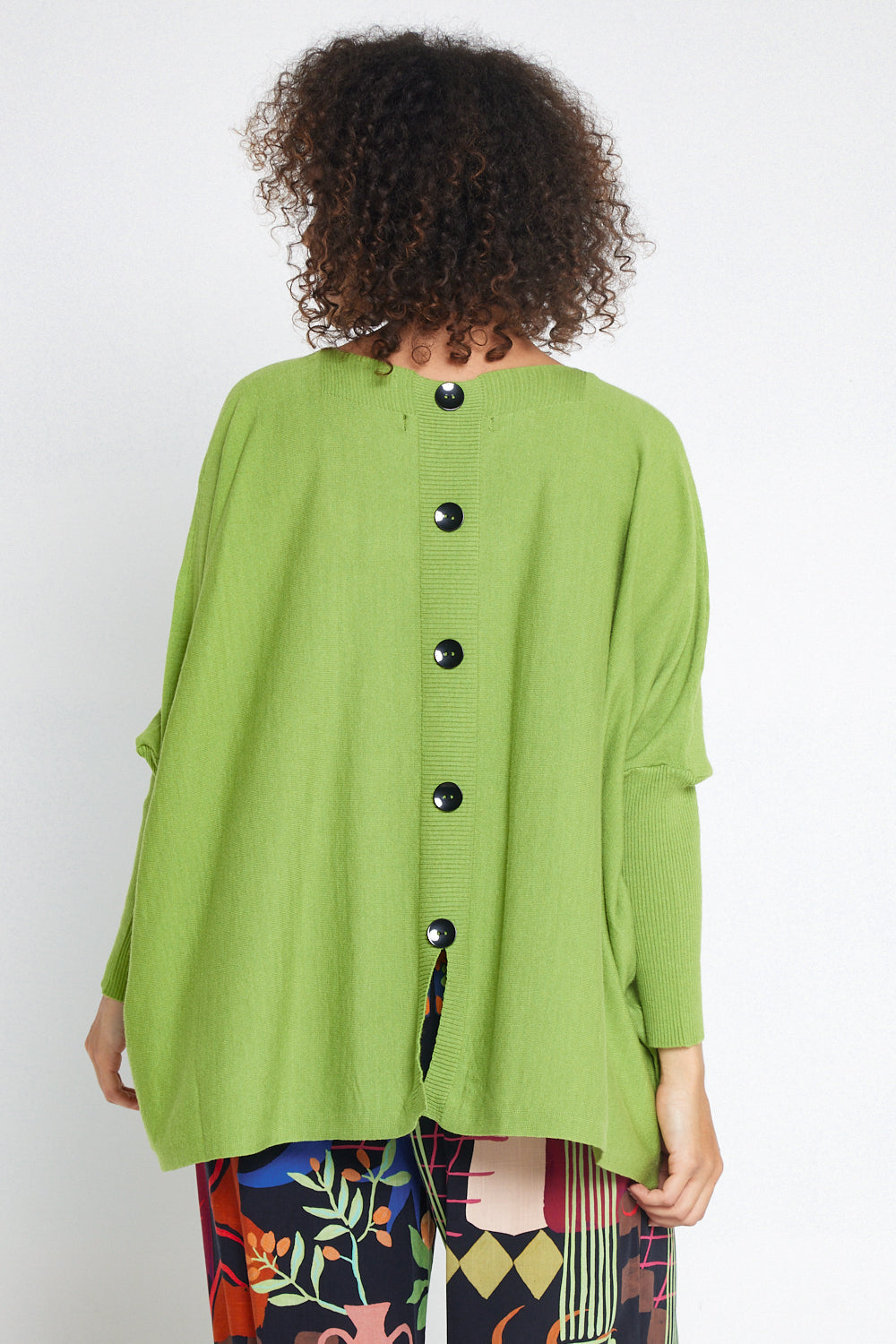 Button Back Knit Jumper - Green
