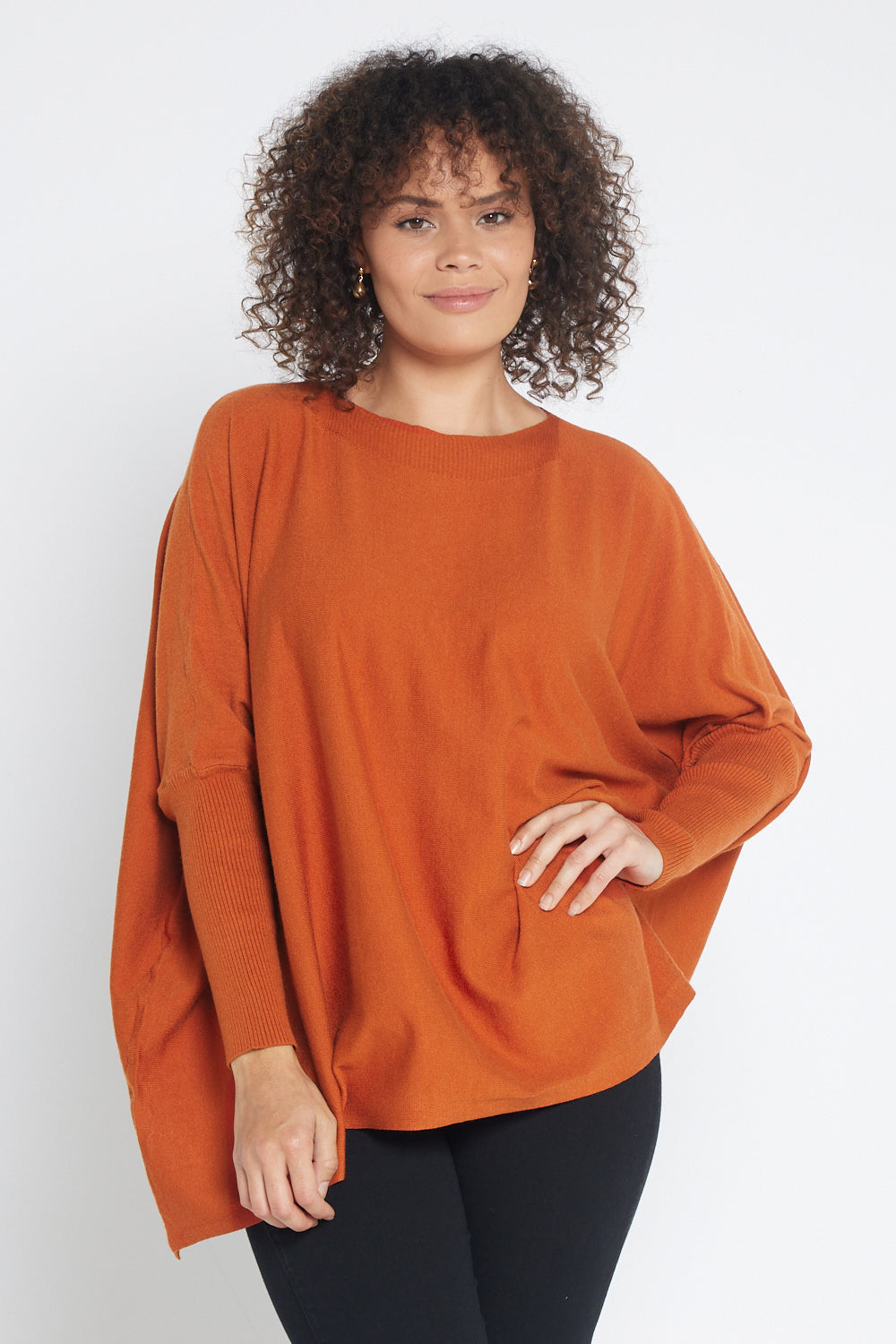 Button Back Knit Jumper - Rust