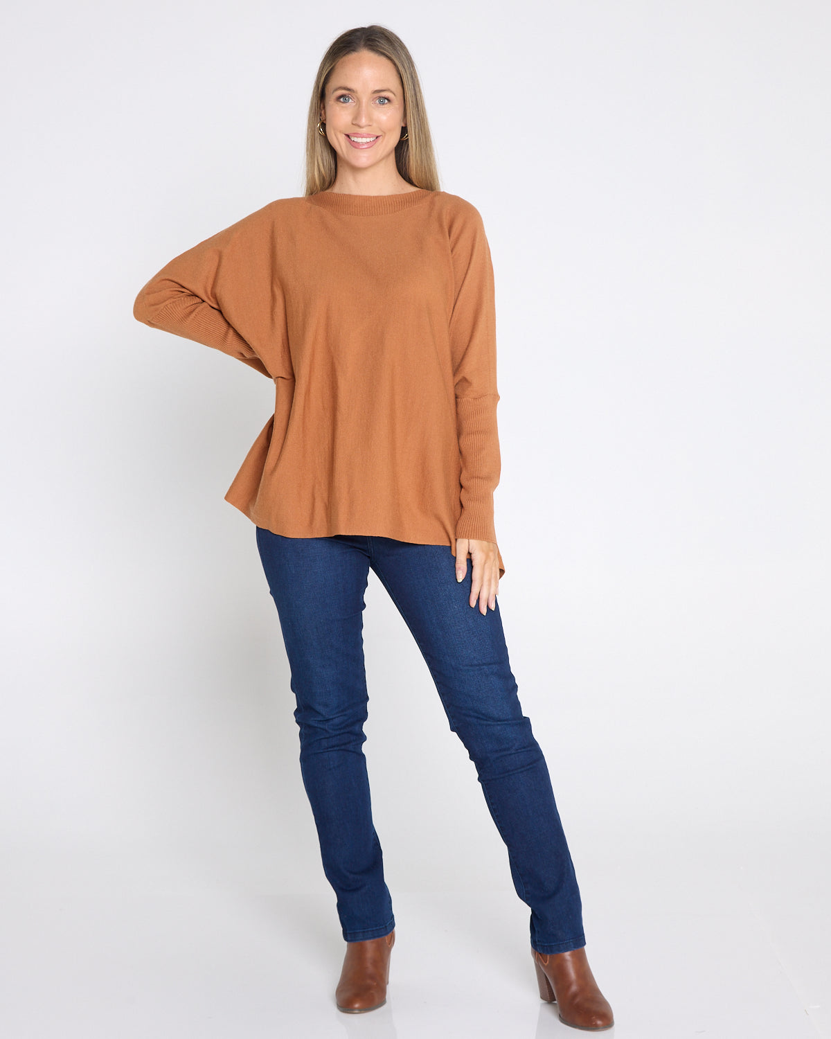 Button Back Knit Jumper - Tan