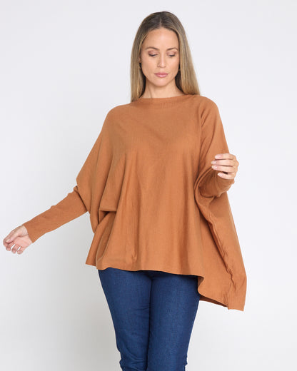 Button Back Knit Jumper - Tan