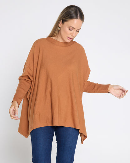 Button Back Knit Jumper - Tan