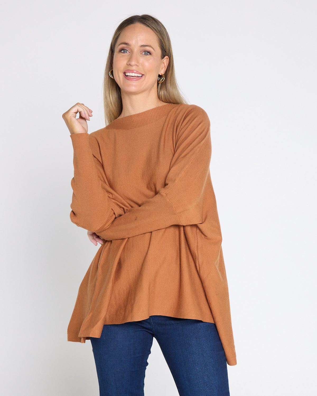 Button Back Knit Jumper - Tan