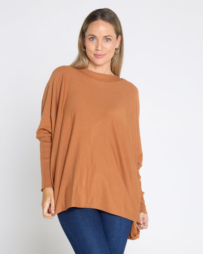 Button Back Knit Jumper - Tan