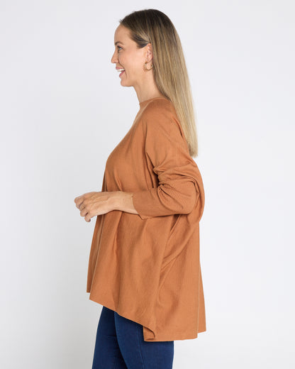 Button Back Knit Jumper - Tan