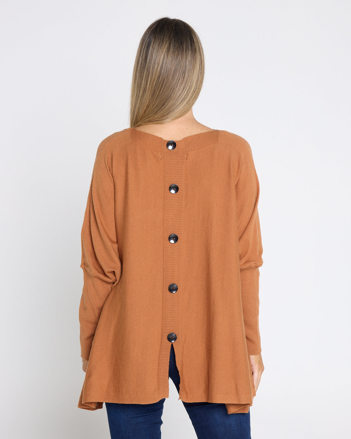 Button Back Knit Jumper - Tan