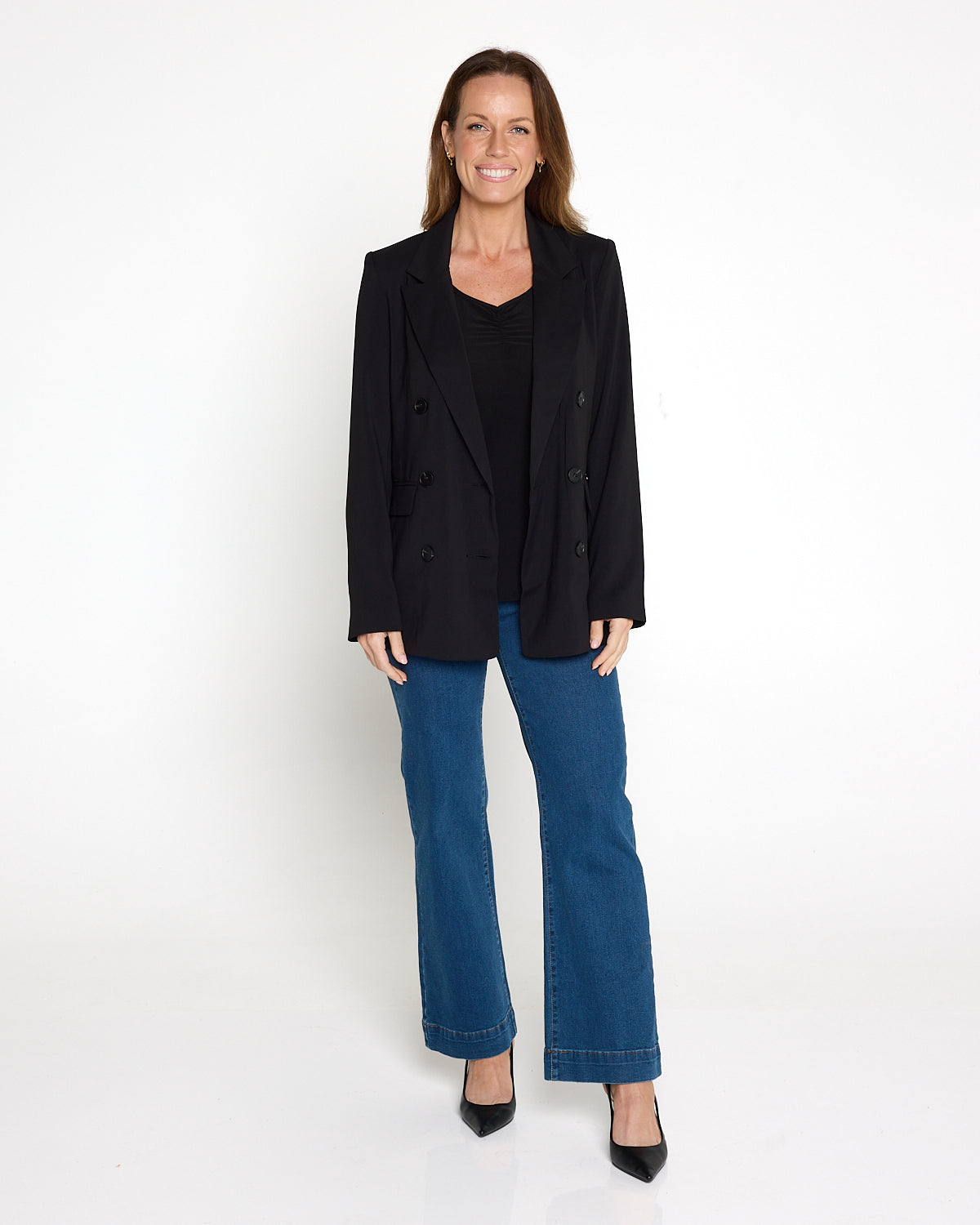 Ruche Neck Cami - Black