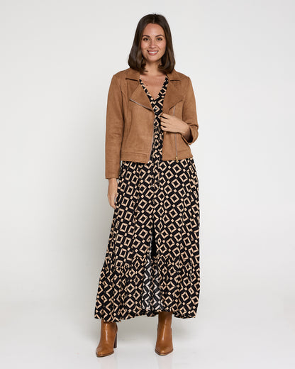 Lia Faux Suede Jacket - Tan