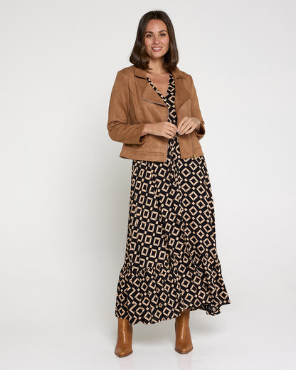 Lia Faux Suede Jacket - Tan