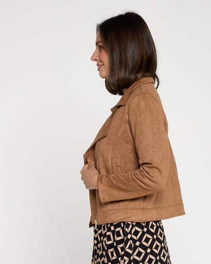 Lia Faux Suede Jacket - Tan