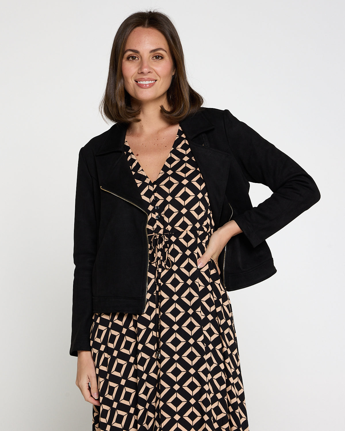 Lia Faux Suede Jacket - Black
