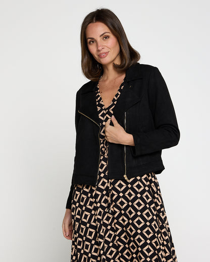 Lia Faux Suede Jacket - Black
