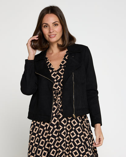 Lia Faux Suede Jacket - Black