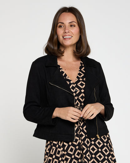 Lia Faux Suede Jacket - Black