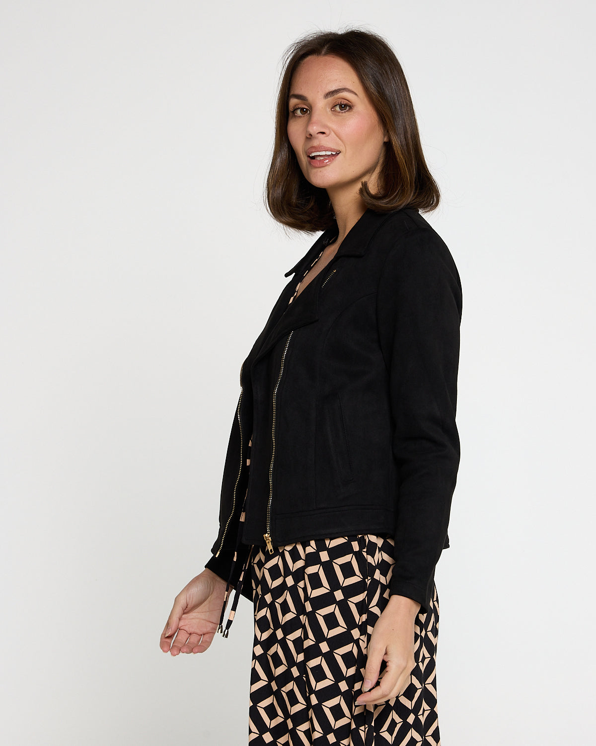 Lia Faux Suede Jacket - Black