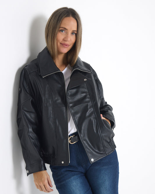 Hartwell Faux Leather Jacket - Black