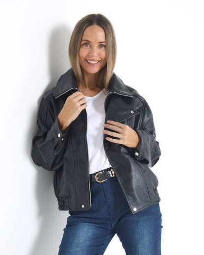 Hartwell Faux Leather Jacket - Black